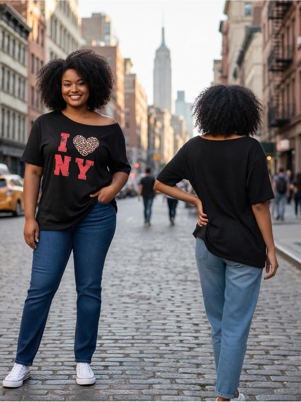 NWT Cut & Paste Black Leopard Heart I ❤️ NY Tee Size Large